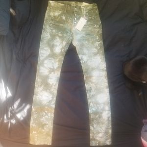 Mens olive/white denim Jean's